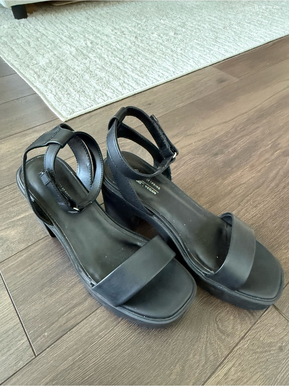 Black Platform Heel Ankle-Strap Sandal - Picture 2 of 4
